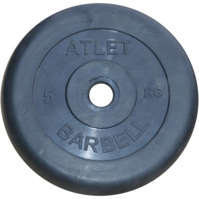 Фото Диск обрезиненный, чёрного цвета, 26 мм, 5 кг Atlet