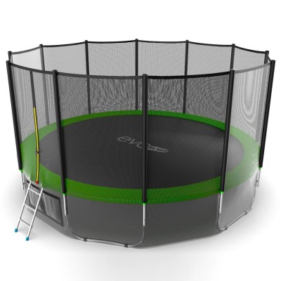 Фото EVO JUMP External 16ft (Green) + Lower net. Батут с внешней сеткой и лестницей, диаметр 16ft (зеленый) + нижняя сеть