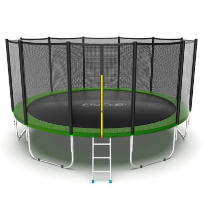 Фото EVO JUMP External 16ft (Green) Батут с внешней сеткой и лестницей, диаметр 16ft (зеленый)