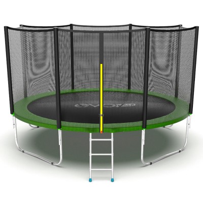 Фото EVO JUMP External 12ft (Green) Батут с внешней сеткой и лестницей, диаметр 12ft (зеленый)