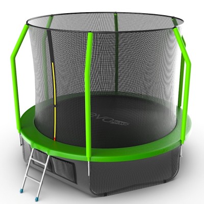 Фото EVO JUMP Cosmo 10ft (Green) + Lower net. Батут с внутренней сеткой и лестницей, диаметр 10ft (зеленый) + нижняя сеть