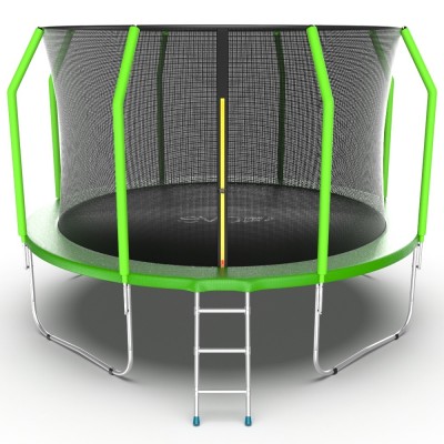 Фото EVO JUMP Cosmo 12ft (Green) Батут с внутренней сеткой и лестницей, диаметр 12ft (зеленый)