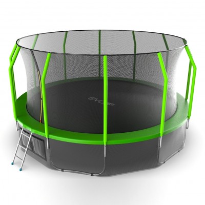 Фото EVO JUMP Cosmo 16ft (Green) + Lower net. Батут с внутренней сеткой и лестницей, диаметр 16ft (зеленый) + нижняя сеть